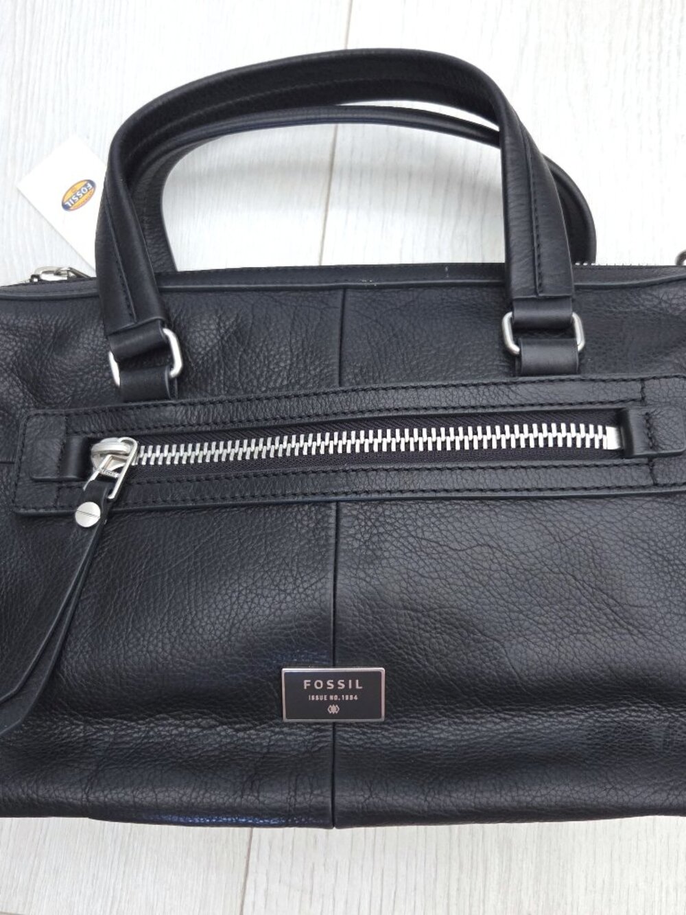 Fossil Black Leather Purse Dawson Satchel Motorcycle Crossbody Shoulder HandBag
